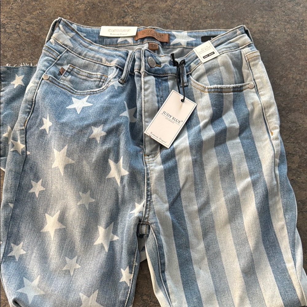 Judy Blue Women's Star and Stripe Jeans - Blue